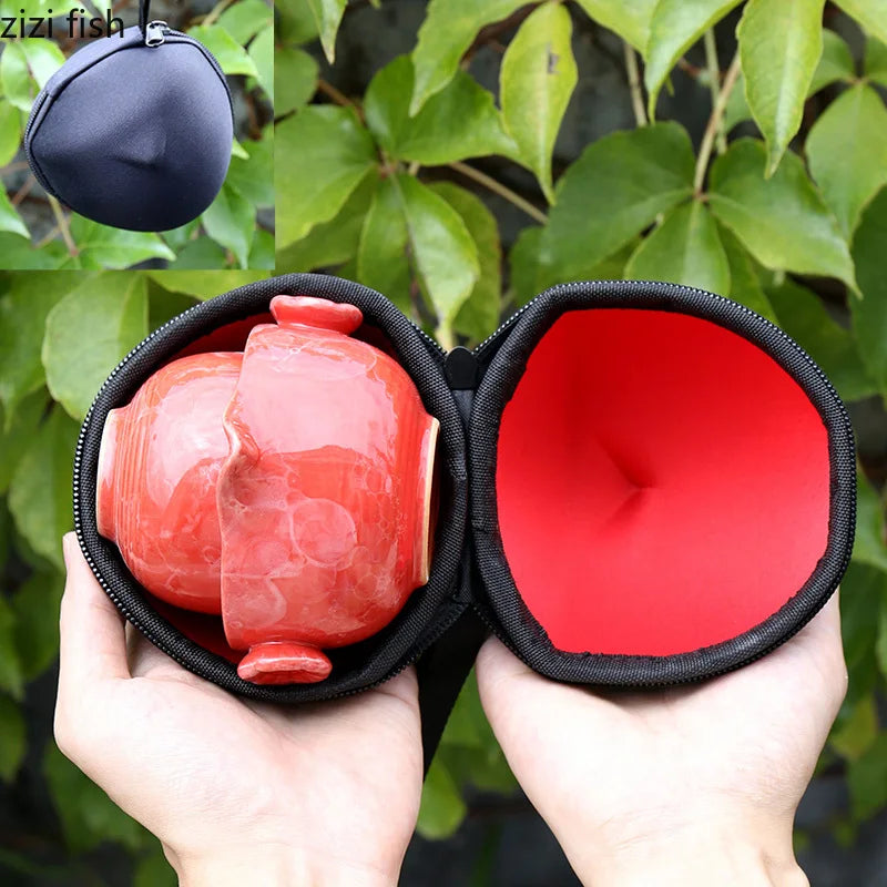Creative Double Portable Ceramic Teacup Teapot Kungfu Tea Set European Style Outdoor Travel Teacup Teapot Home Decoration Modern