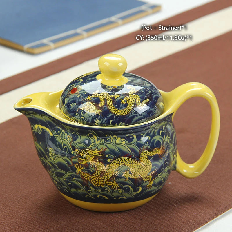 Chinese Ceramic Tea Set Kung Fu Porcelain Tea Cup Pot Set Dragon Teapot Teacup Kungfu Teaset Puer Oolong Tea Ceremony Teaware