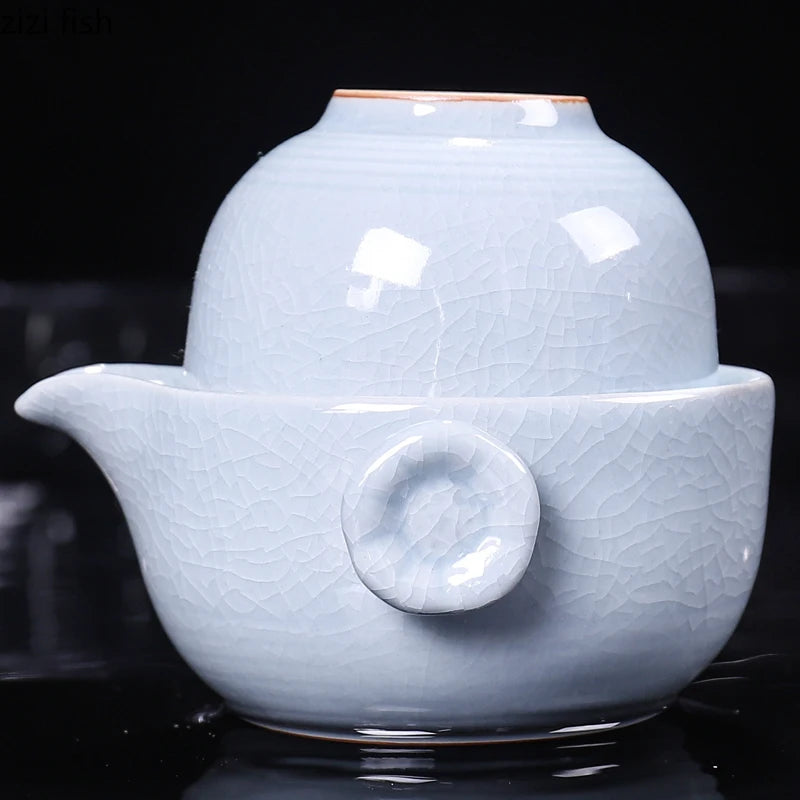 Creative Double Portable Ceramic Teacup Teapot Kungfu Tea Set European Style Outdoor Travel Teacup Teapot Home Decoration Modern