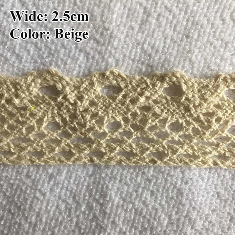 Cotton Lace Ribbon White Beige DIY Handmade Wedding Party Craft Gift Packing Patchwork Crocheted Lace 5meter 10meter 20meter