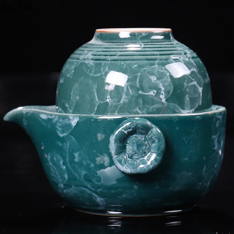Creative Double Portable Ceramic Teacup Teapot Kungfu Tea Set European Style Outdoor Travel Teacup Teapot Home Decoration Modern