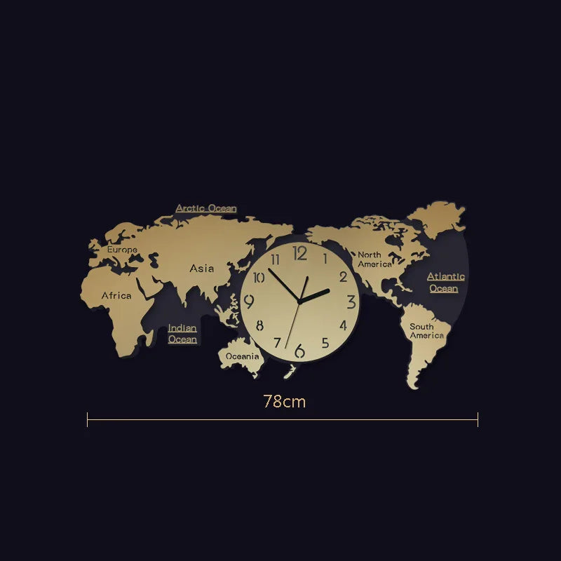 Creative World Map Large Luxury Wall Clock Modern Design Living Room Acrylic 3d Home Decor Silent Wall Clcok Reloj De Pared 2020