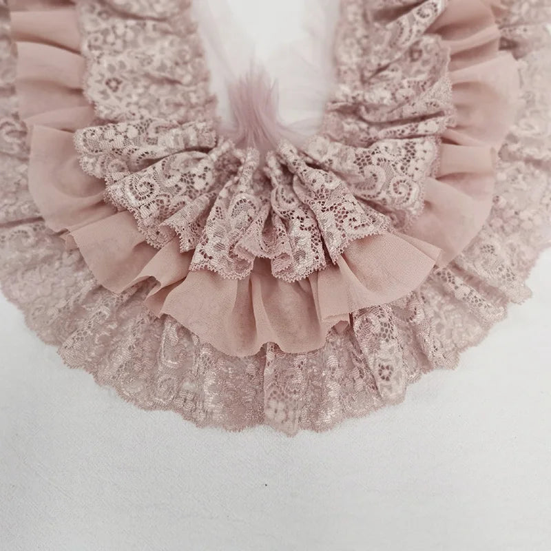 10CM Wide Three Layers Pleated Chiffon Fabric Embroidery Fringe Ribbon Lace Collar Ruffle Trim DIY Apparel Curtains Sewing Decor