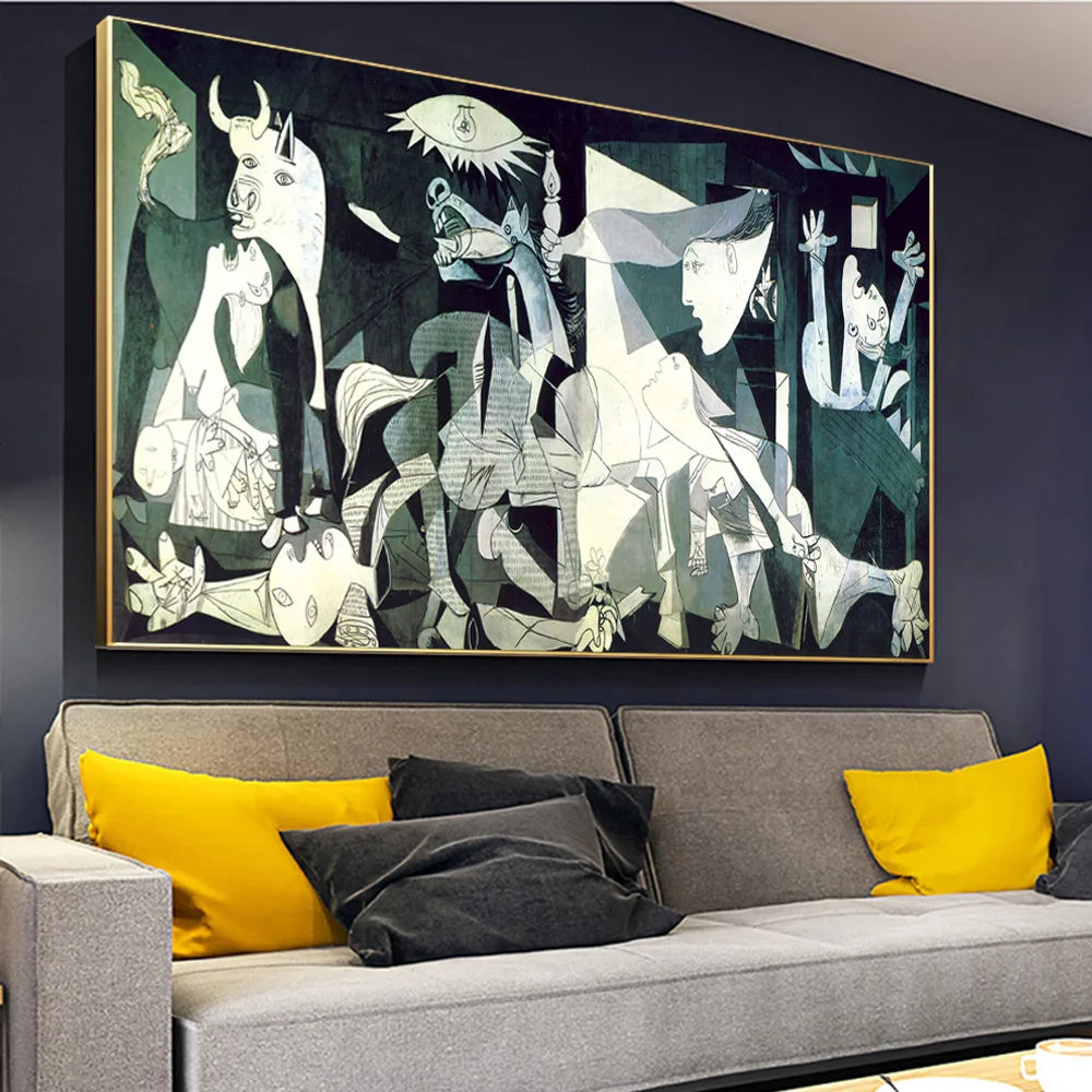 Picasso Famous Oil Painting Guernica Reproductions Canvas Art Poster Abstract Modernism Wall Picture Cuadros Home Decoration