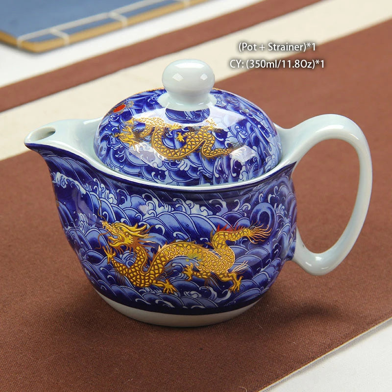 Chinese Ceramic Tea Set Kung Fu Porcelain Tea Cup Pot Set Dragon Teapot Teacup Kungfu Teaset Puer Oolong Tea Ceremony Teaware