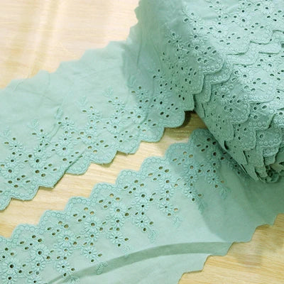 1Y Flower Hollow 11CM Wide Cotton Cloth Lace Trim Fabric Clothes Accessories Cuffs Skirt Hem