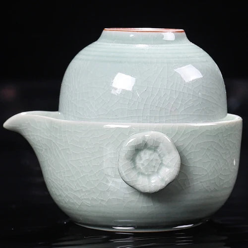 Creative Double Portable Ceramic Teacup Teapot Kungfu Tea Set European Style Outdoor Travel Teacup Teapot Home Decoration Modern