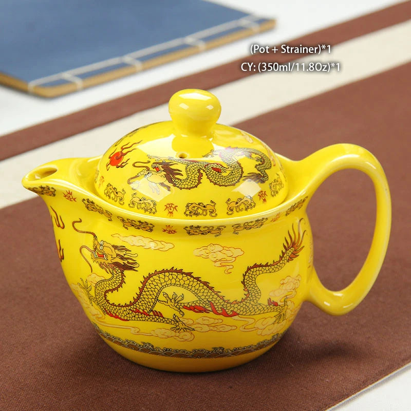 Chinese Ceramic Tea Set Kung Fu Porcelain Tea Cup Pot Set Dragon Teapot Teacup Kungfu Teaset Puer Oolong Tea Ceremony Teaware