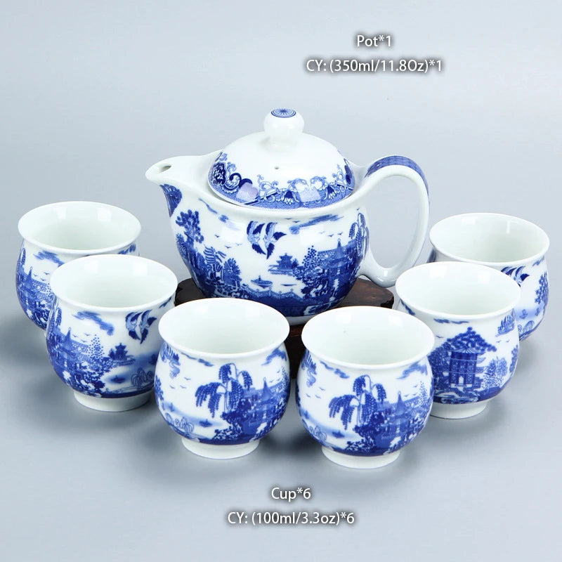 Chinese Ceramic Tea Set Kung Fu Porcelain Tea Cup Pot Set Dragon Teapot Teacup Kungfu Teaset Puer Oolong Tea Ceremony Teaware