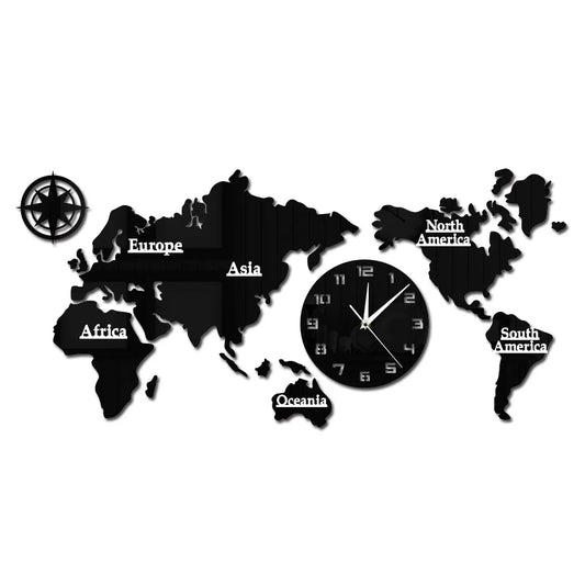 Wereldkaart Moderne Wandklok Home Decor Grote Wandklok Stille Niet-tikkende Muur Horloge Kantoor Geografie Muur Kunst Reizen Cadeau Idee