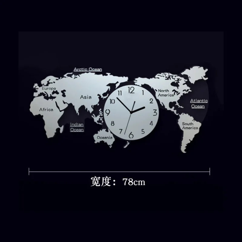 Creative World Map Large Luxury Wall Clock Modern Design Living Room Acrylic 3d Home Decor Silent Wall Clcok Reloj De Pared 2020