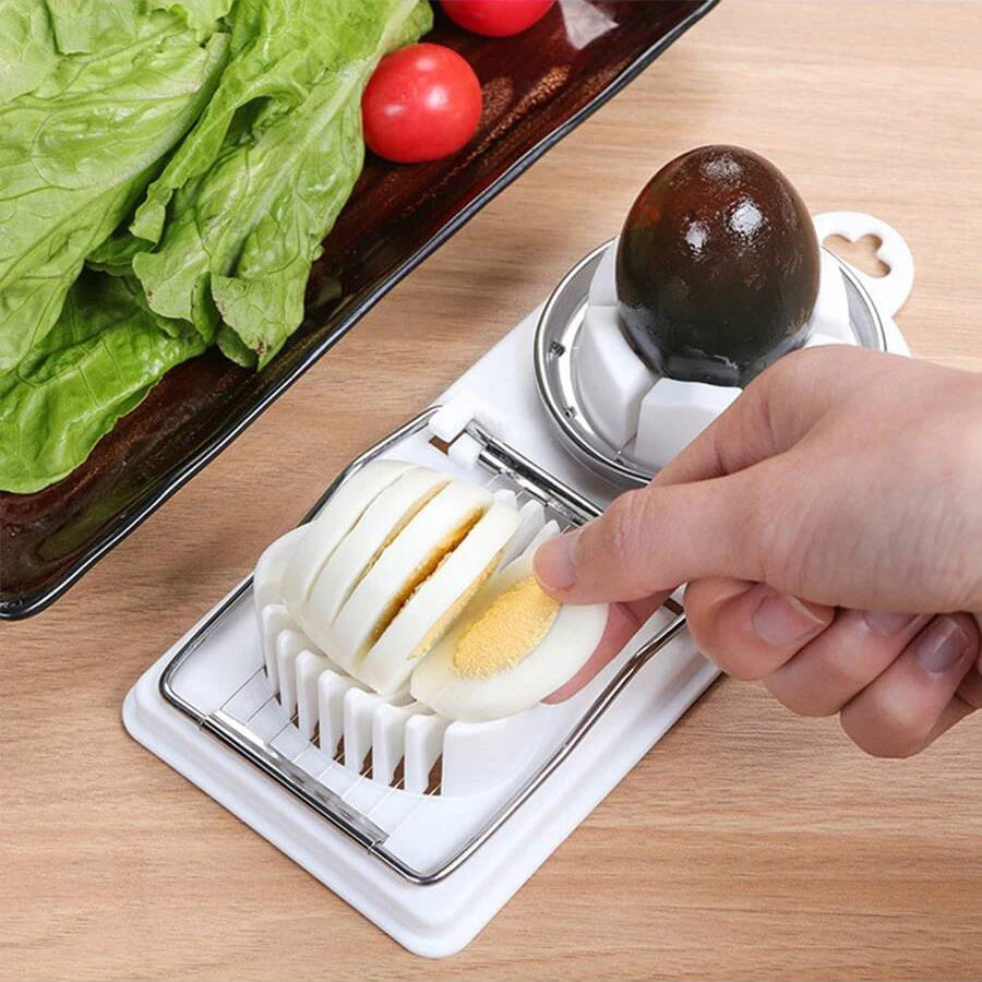 2-in-1 Multi-Function Egg Slicer Preserved Egg Fruit Cutter Modern Kitchen Gadget Tool Durable Metal Plastic Easy Slice