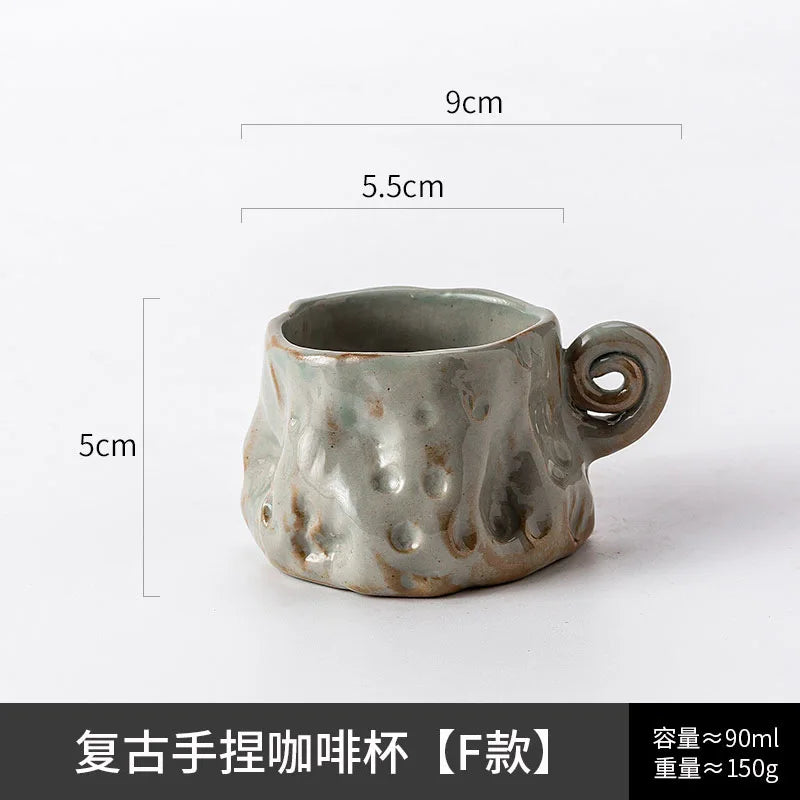 Ceramic Kiln Transformed Coffee Cup Rough Ceramic Retro Shaped Mug Home Coffee Shop Ceramic Cup Homestay Water Cup