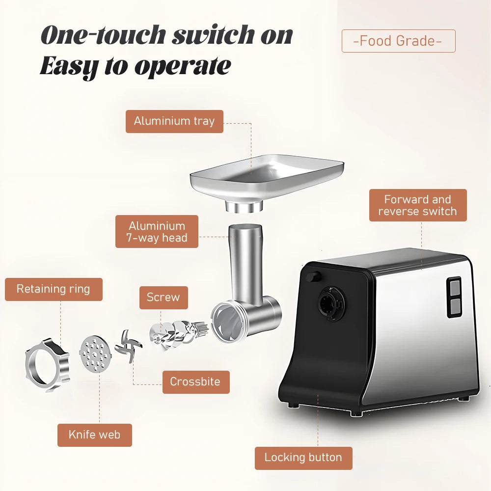 220V 110V Electric Meat Grinder Household Multifunctional Stainless Steel Food Grade Meat Grinder Meat Grinder Sausage Machine