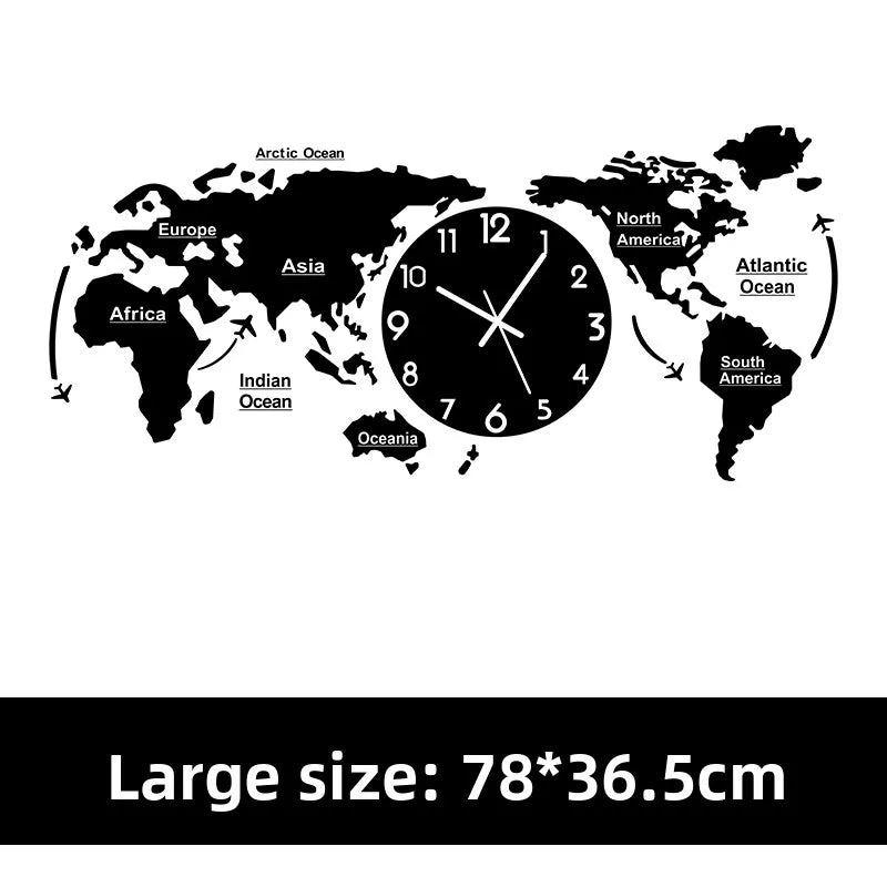 World map creative wall clock living room light luxury high sense 2024 new Internet celebrity simple modern acrylic clock