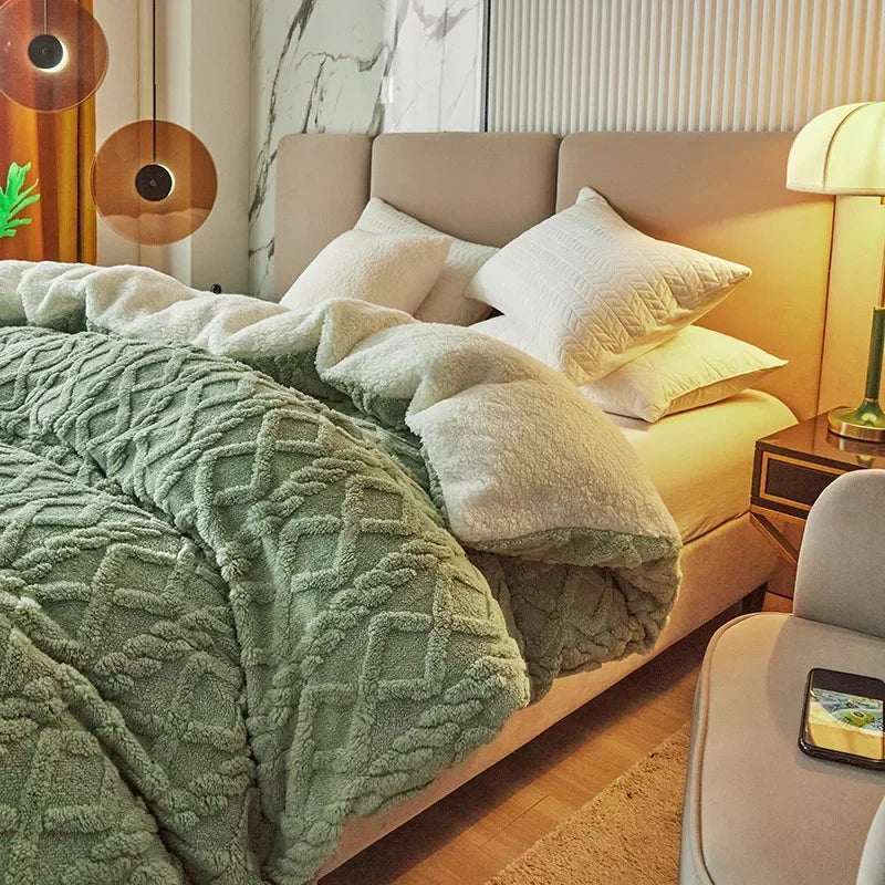 Dvostruka upotreba Umjetni kašmir pokrivač zima topli plišani prekrivač pokrivač pokrivač Toplina dvostrana fleece Comforter pokrivača meka