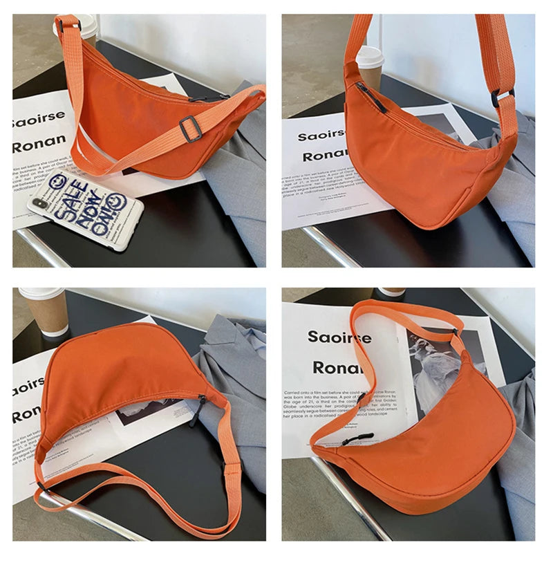 1pc Trdni barvni najlon za ženske velike zmogljivosti potovanja s križiščem križ pol luna dnevna ulica Fanny Pack pasu vrečka