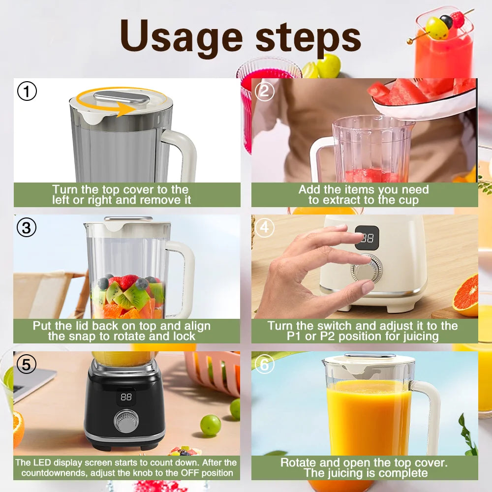 Tinsol Husholdning Blender Juicer 10 Blades Multifunktionel Juicer Ice Crusher Juice Extractor High Juice Yield Køkkenværktøj