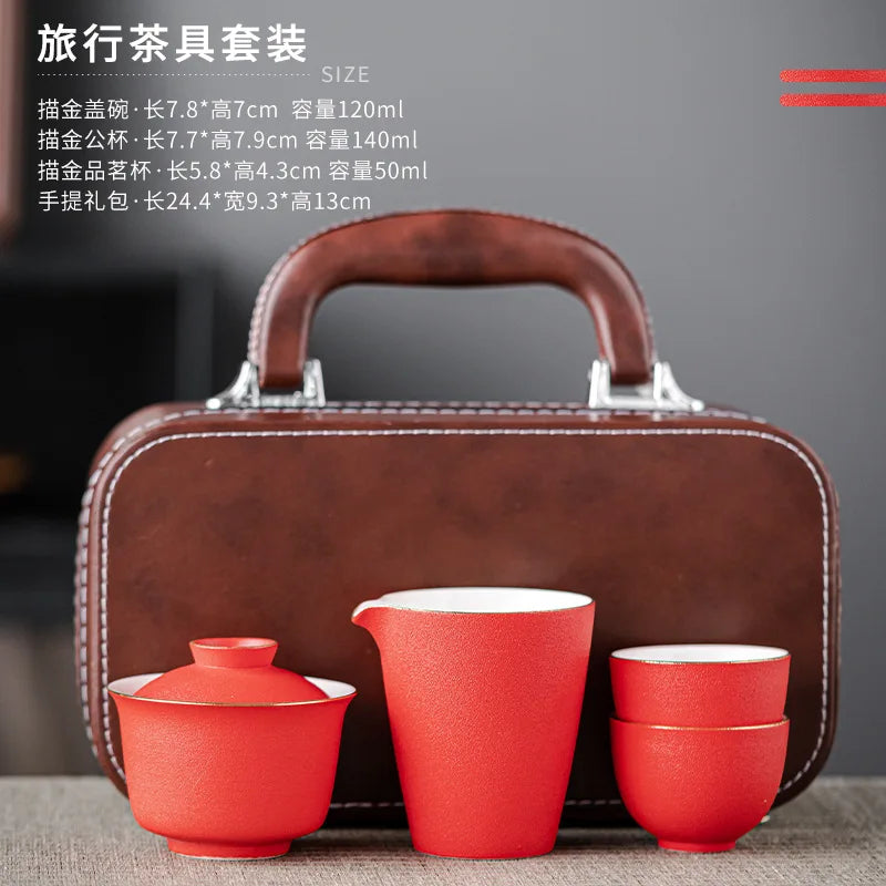 Light Luxury Portable Ceramic Tea Set Creative Office Kung Fu Tea Set Chinese Outdoor Travel Quick Tea Cup Set Friend Gift