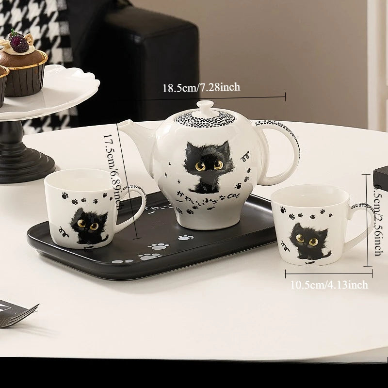 Cute and Cute Black Cat Ceramic Tea Set High Beauty Afternoon Tea Pot