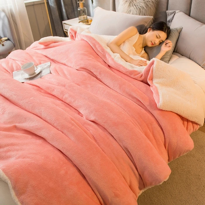 Coperta da tiro in lana Mantieni calde le coperte da letto invernali Copripiumino matrimoniale a doppia faccia Copriletto matrimoniale da campeggio Copriletto sul letto