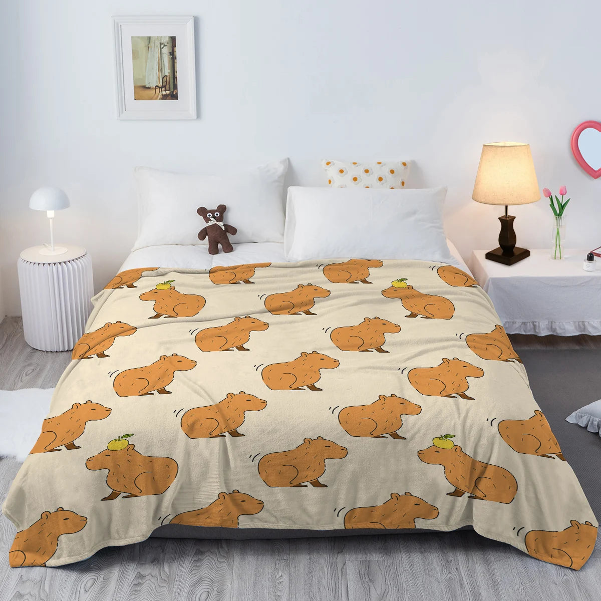 Coperta tremante di Capibara Coperta stampata Coperta in peluche soffice flanella in pile Coperta morbida per divano divano e letto