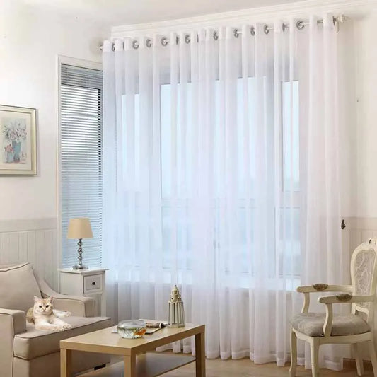 Moderne weiße Vorhänge aus massivem Tüll für Wohnzimmer, Schlafzimmer, Balkon, Fenster, Sichtschutz, durchsichtige Voile-Vorhänge, Gaze-Behandlungen, Tür