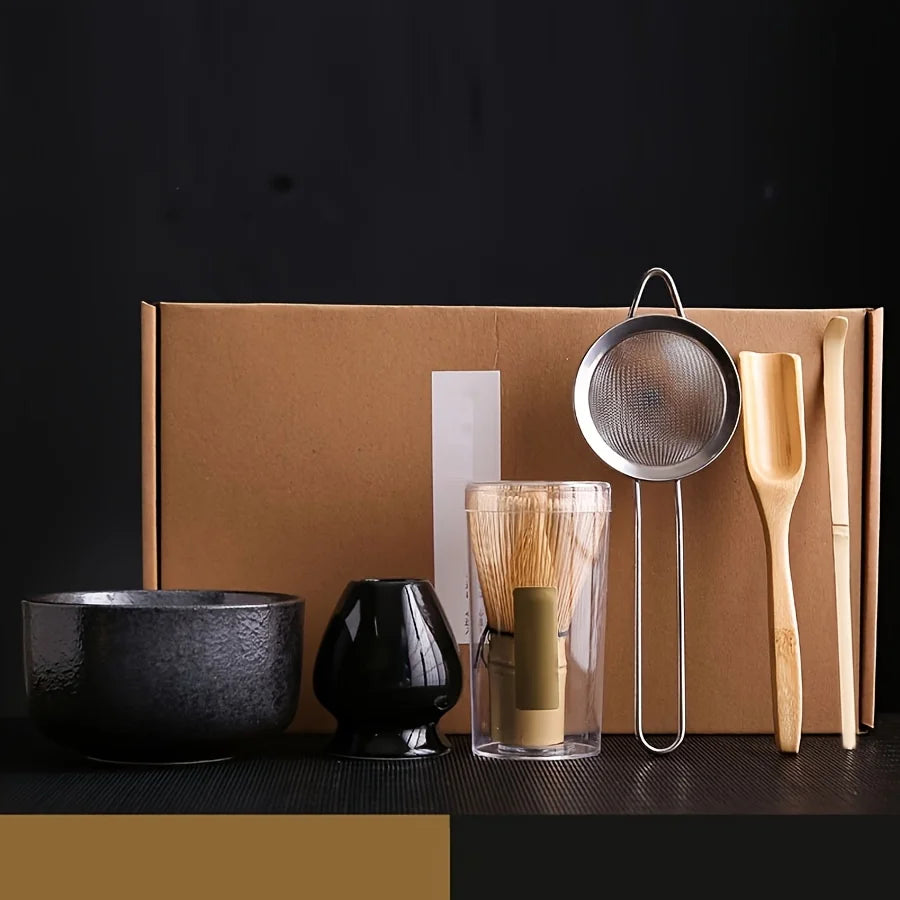 6PCS/Set Japanese-style Matcha Bowl , Spoon, Tea Whisk, Sieve Mesh, Perfect Gift For Ceremony, Traditional Decoration