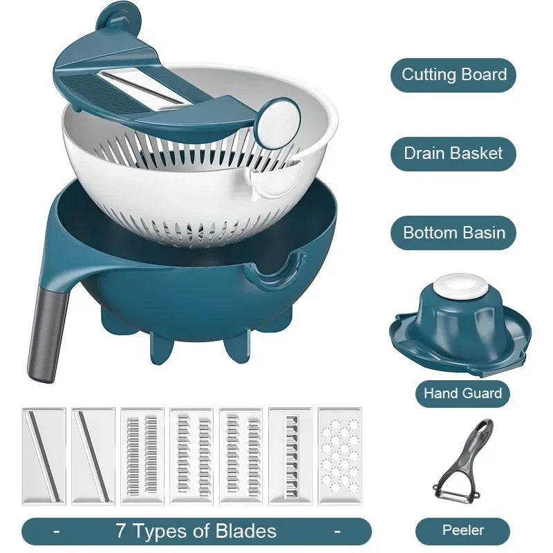 Multifunctionele 2 In 1 Groentesnijder Cutter Chopper Fruit Zeef Mand Spiralizer Rasp Voedsel Dunschiller Mandoline Shredder
