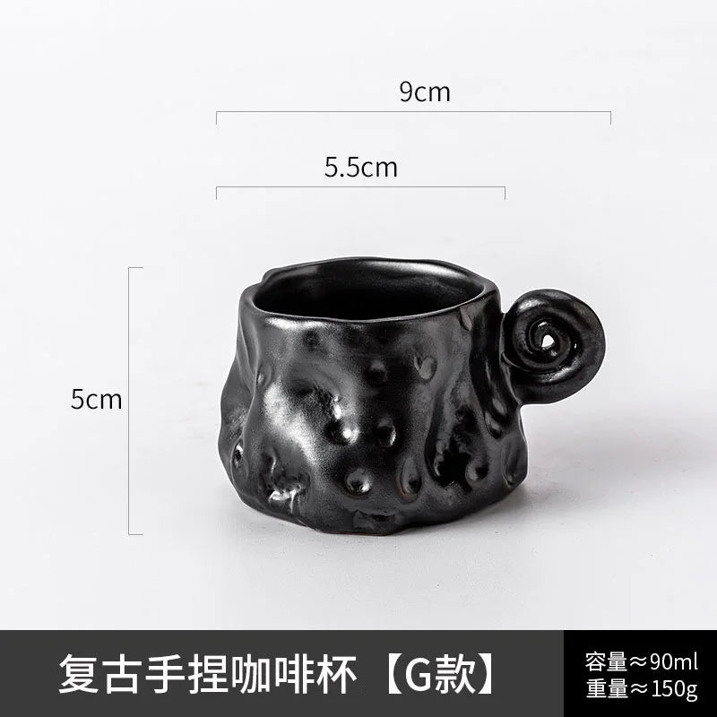 Ceramic Kiln Transformed Coffee Cup Rough Ceramic Retro Shaped Mug Home Coffee Shop Ceramic Cup Homestay Water Cup
