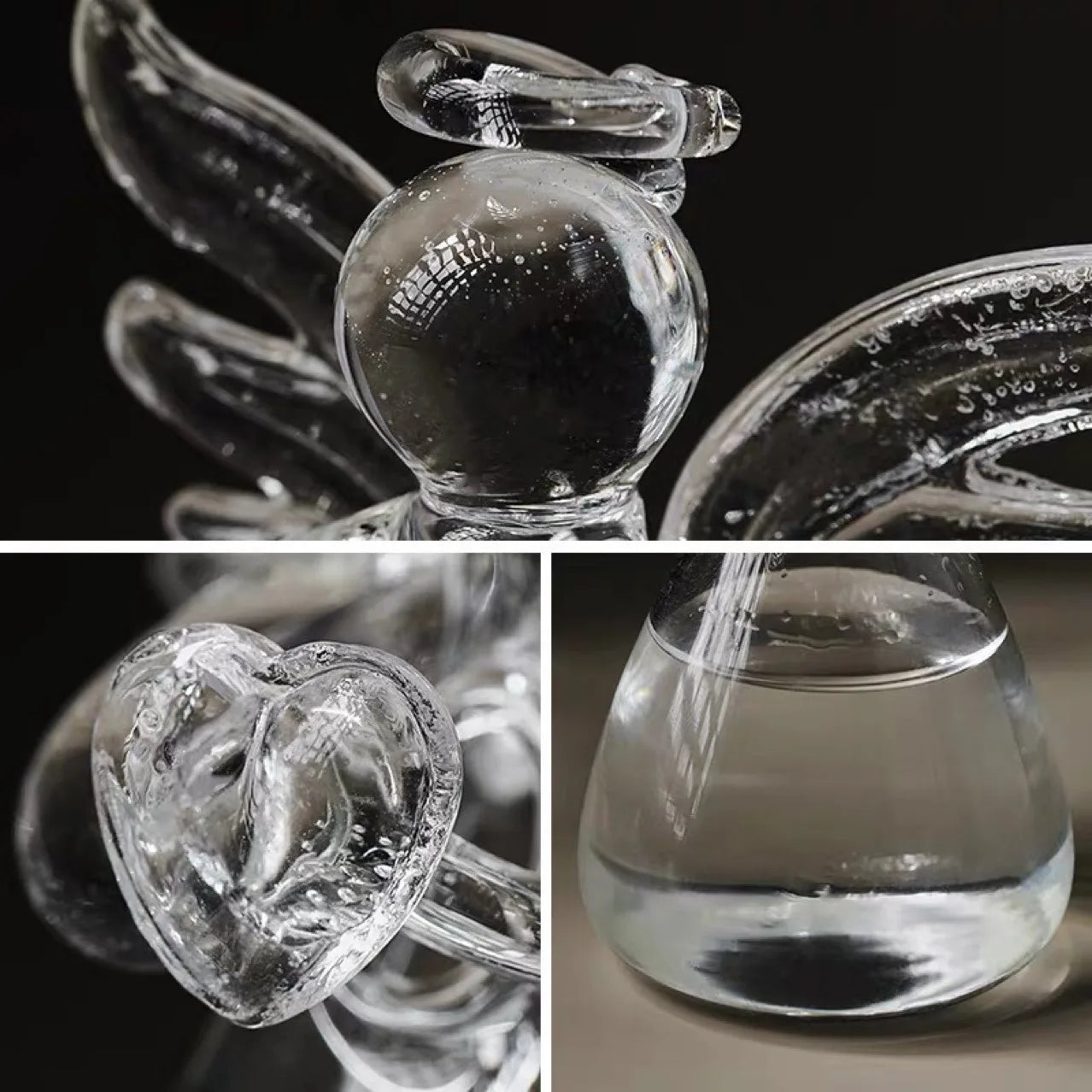 Angel Figurine Glass Vase Mini (5.5cm/2.17in) - Handmade Crystal Tabletop Decor for Home, Office, Wedding Gift Idea