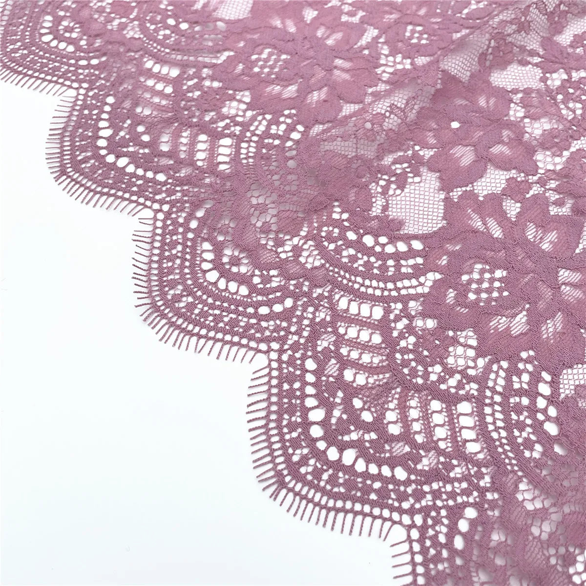 3y/lot Width 24.50cm Purple Eyelash Lace Trim Non-Elastic For Clothing Accessory Dress Sewing Applique Costume Lace Fabric