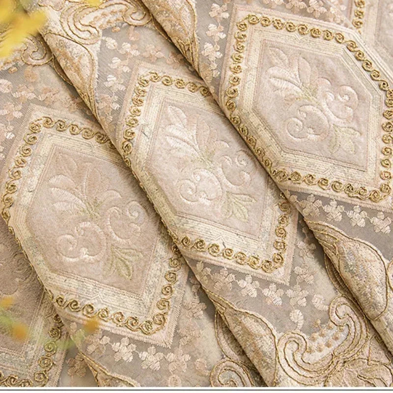 European Chenille Embroidery Luxury Curtains for Living Room Bedroom Villa Window Blackout Elegant Set Custom Valance DecorTulle