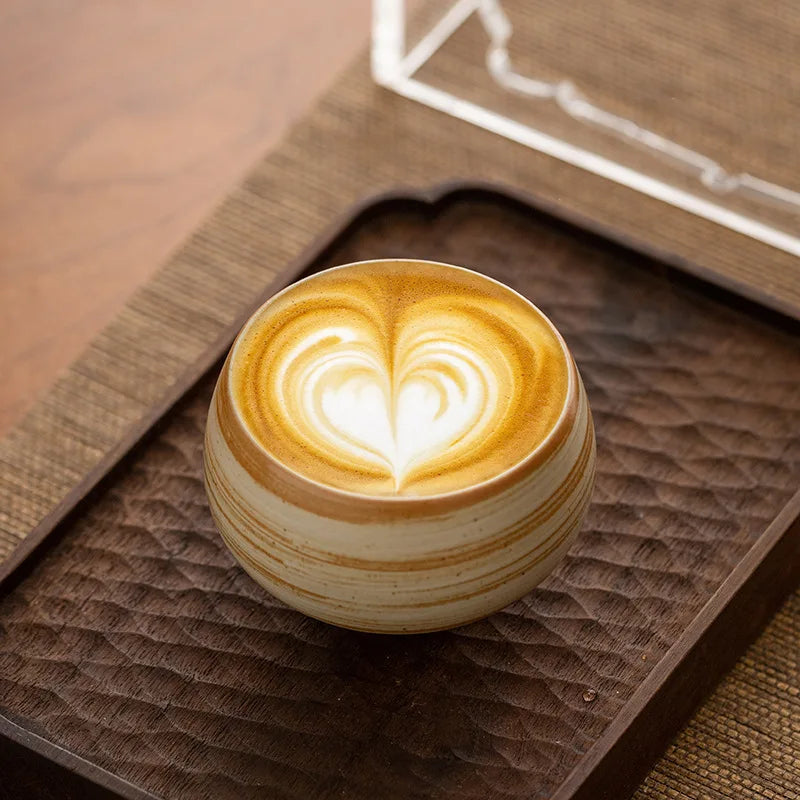 Vintage Espresso Cup with Niche Design Japanese Retro Rough Pottery Handmade Wabi Sabi Cup Ceramic Afternoon Tea Cup
