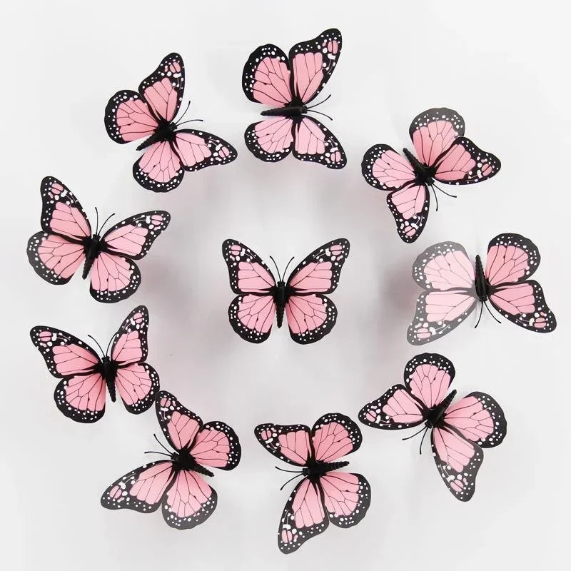 New 10Pcs 4.72 In Monarch Butterfly Decoration Stickers Fake Butterflies for Crafts Artificial Wall 3D Home Decor