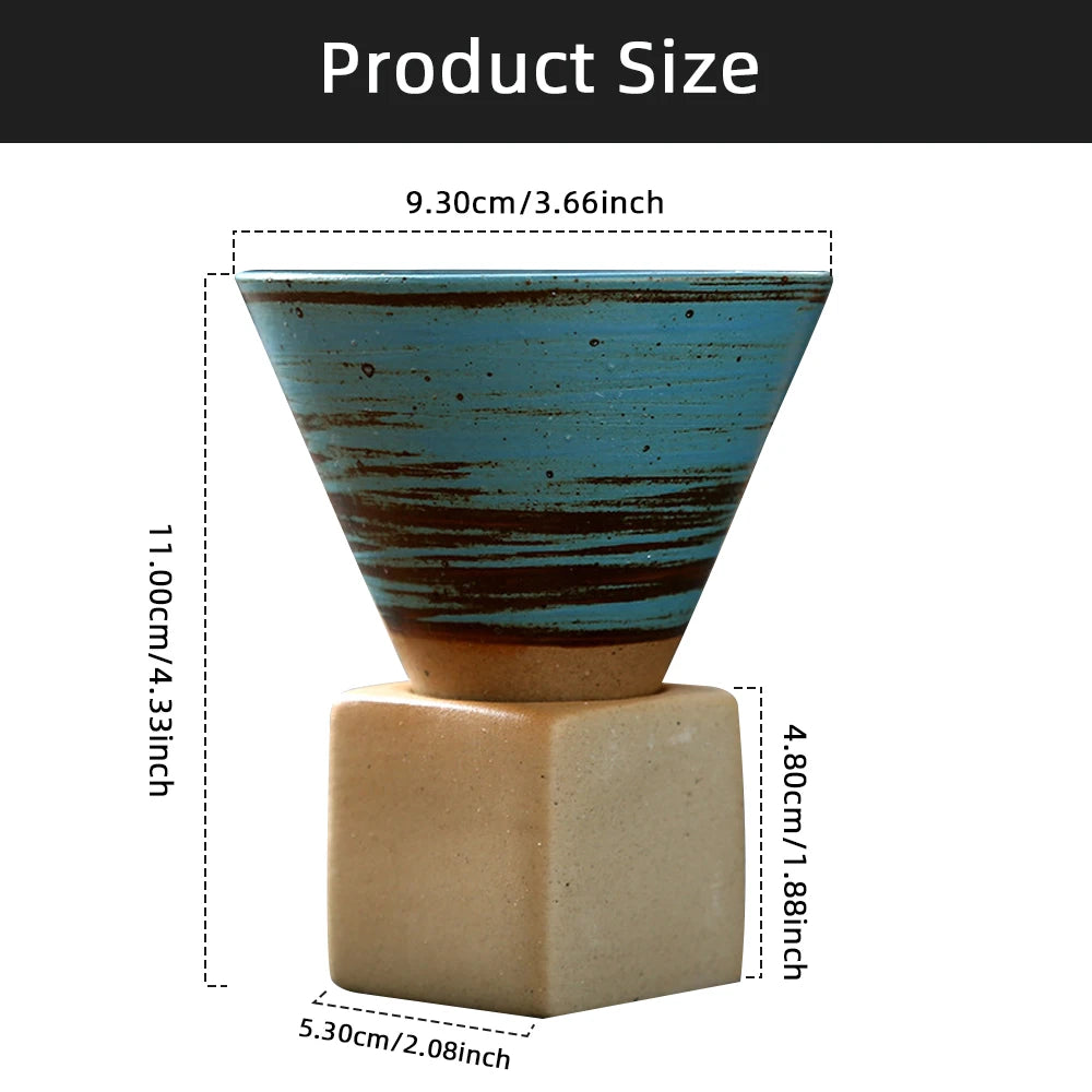 Creative Retro Ceramic Coffee Cup Rough Pottery Tea Cup Japanese Latte Pull Flower Porcelain Cup Household New Pottery Mug