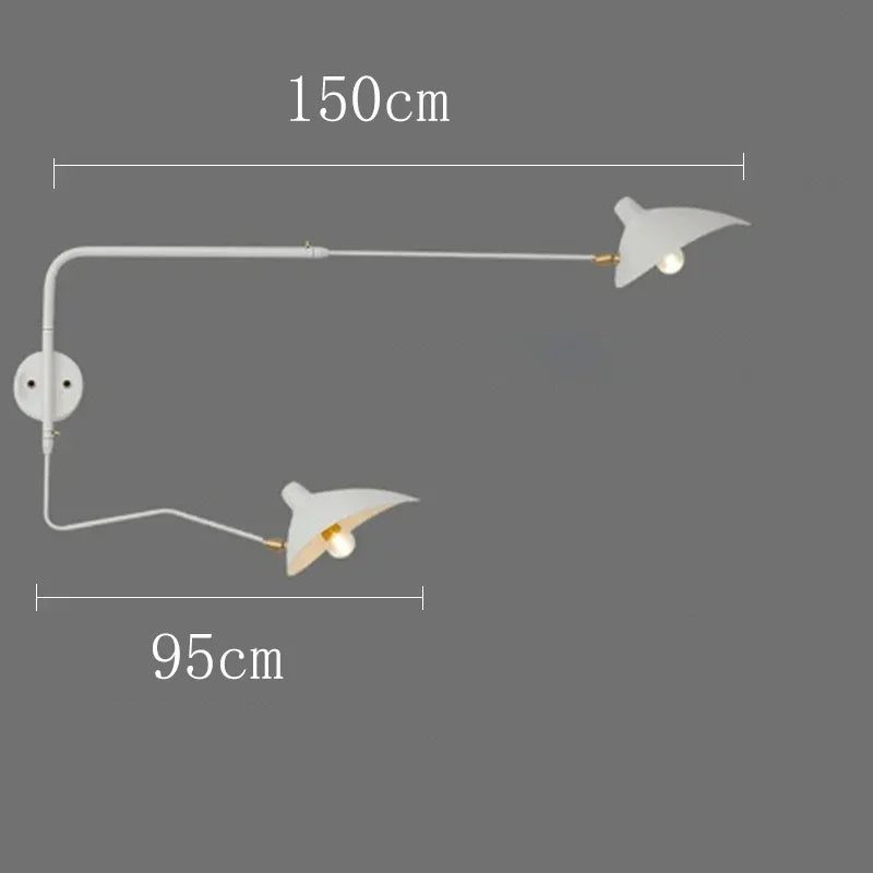 French Designer Long Arm Wall Sconce Lamp Rotary Led Light for Living Room Bedroom
