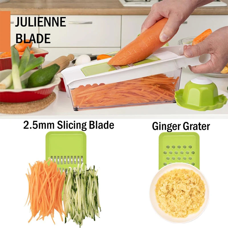 Kaasrasp met Container 5 in 1 Mandoline Snijmachine Keuken Groentesnijder Cutter Uiensnijder Veggie Julienne Snijmachine JT574