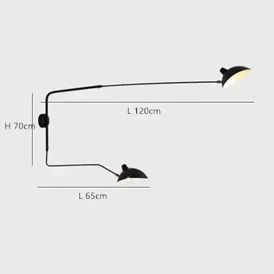 French Designer Long Arm Wall Sconce Lamp Rotary Led Light for Living Room Bedroom