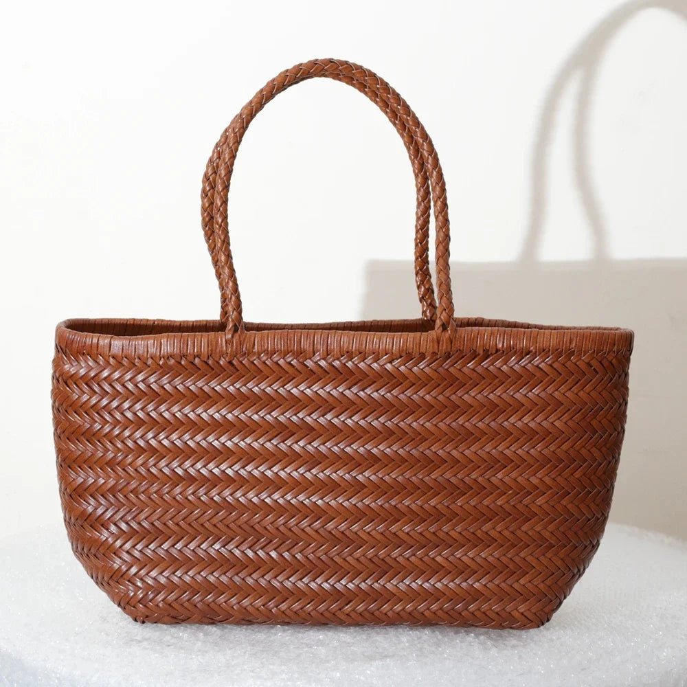 Handtaschen Damen Echtes Leder Umhängetasche Weben Casual Einkaufstasche Vintage Große Tote Geldbörse Rindsleder Kreuz Handtaschen Dame