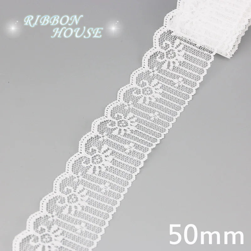 (5 yards/roll) white Lace ribbon fabric Webbing Decoration Lovely gift packing polyester Material
