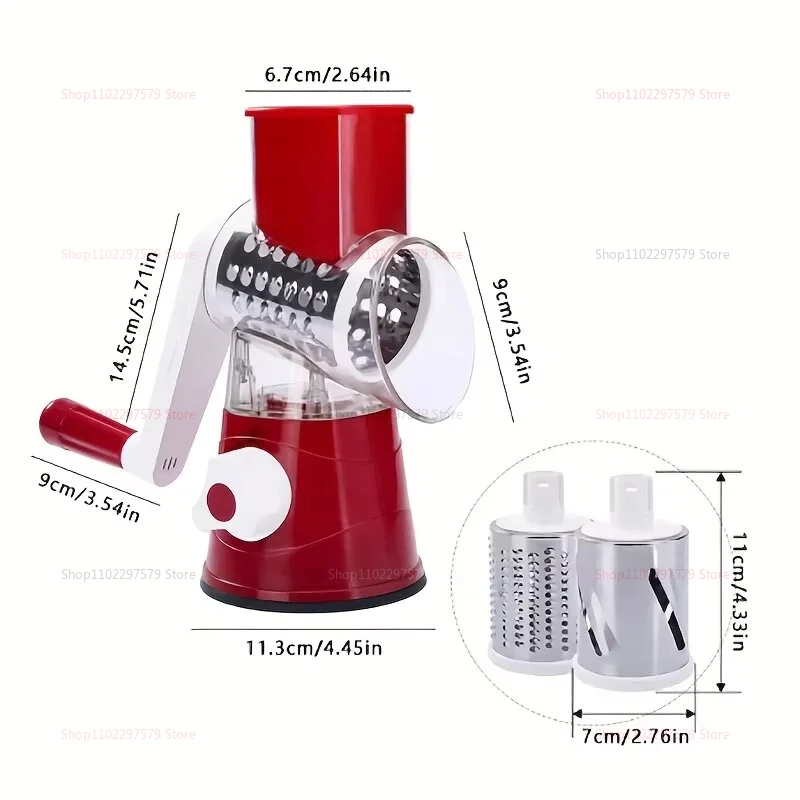 Groentesnijder & Slicer Handmatige Keuken Kaas Chopper Machine Met 3 Scherpe Trommels Multifunctionele Knoflook Aardappel Shredder 2025