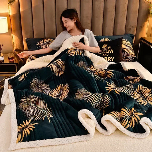 Weiche, flauschige, warme Winterdecke, verdickte Lammwolle, Herbstwärmedecken für das Bett, Milchsamt, bequeme Sofadecke, Überwurf