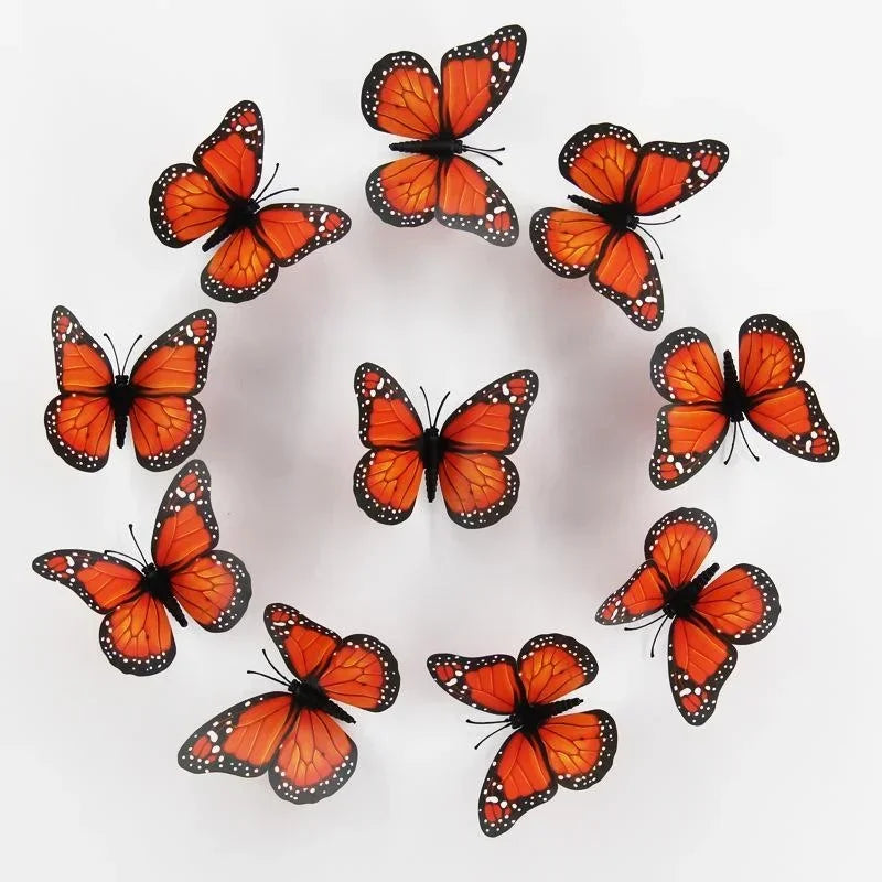 New 10Pcs 4.72 In Monarch Butterfly Decoration Stickers Fake Butterflies for Crafts Artificial Wall 3D Home Decor