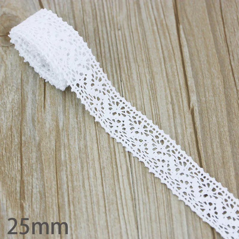 (5Meter/roll) White Beige Cotton Embroidered Lace Net Ribbons Fabric Trim DIY Sewing Handmade Craft Materials