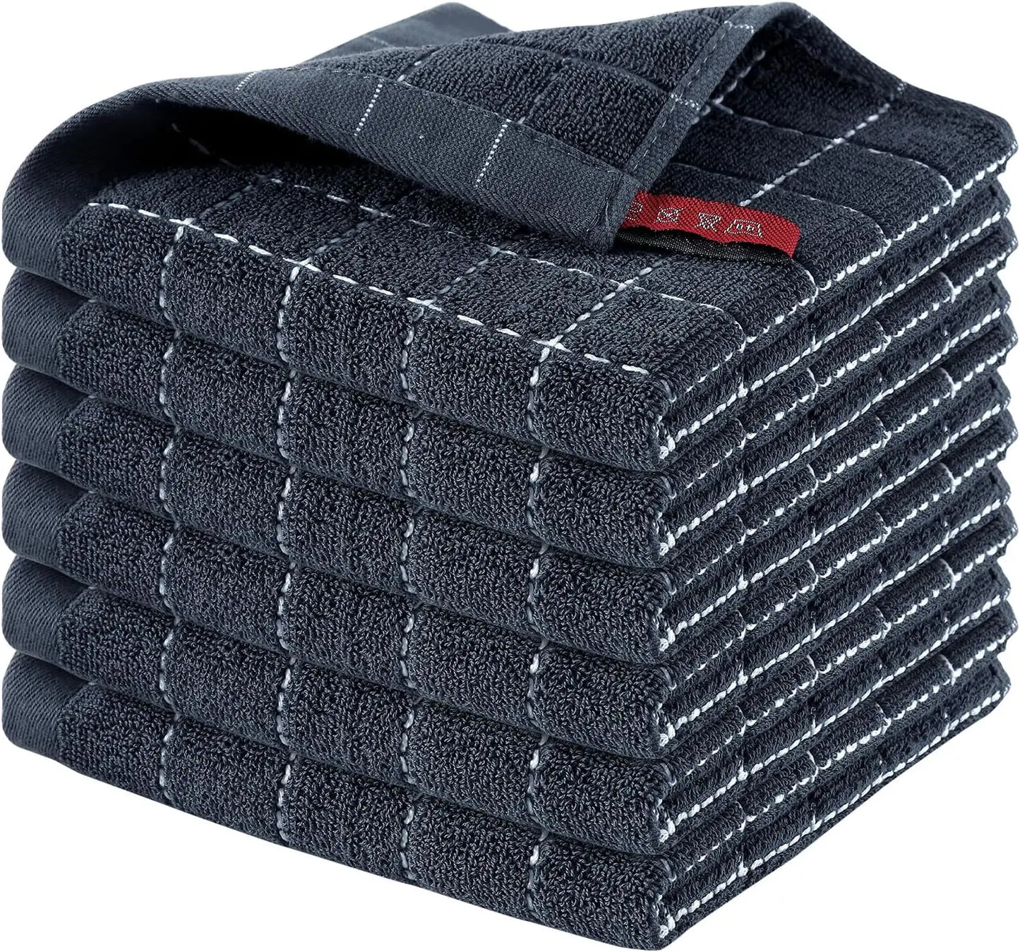 6 Pack 100% Cotton Terry Kitchen Dish Cloths, Ultra Soft and Absorbent Dish Towels for Washing Dishes Cleaning, 12 x 12inches