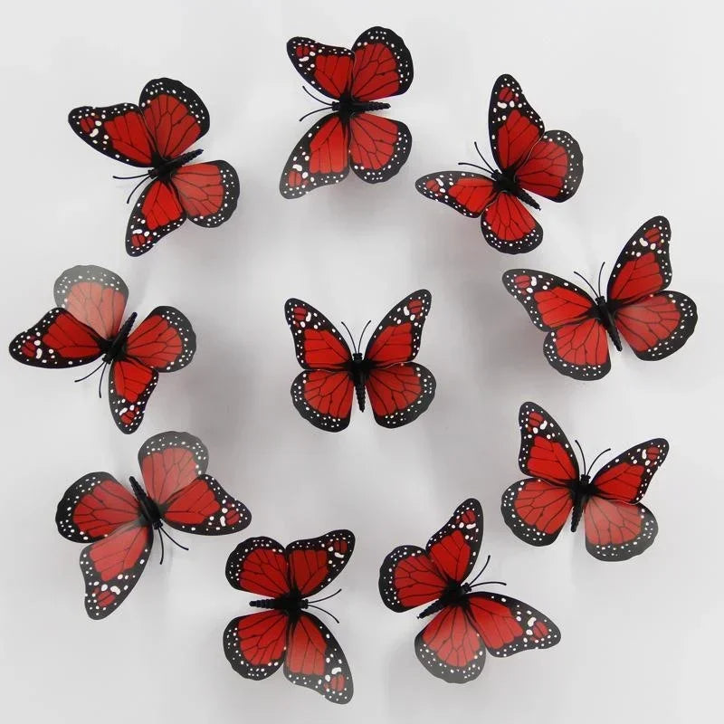 New 10Pcs 4.72 In Monarch Butterfly Decoration Stickers Fake Butterflies for Crafts Artificial Wall 3D Home Decor