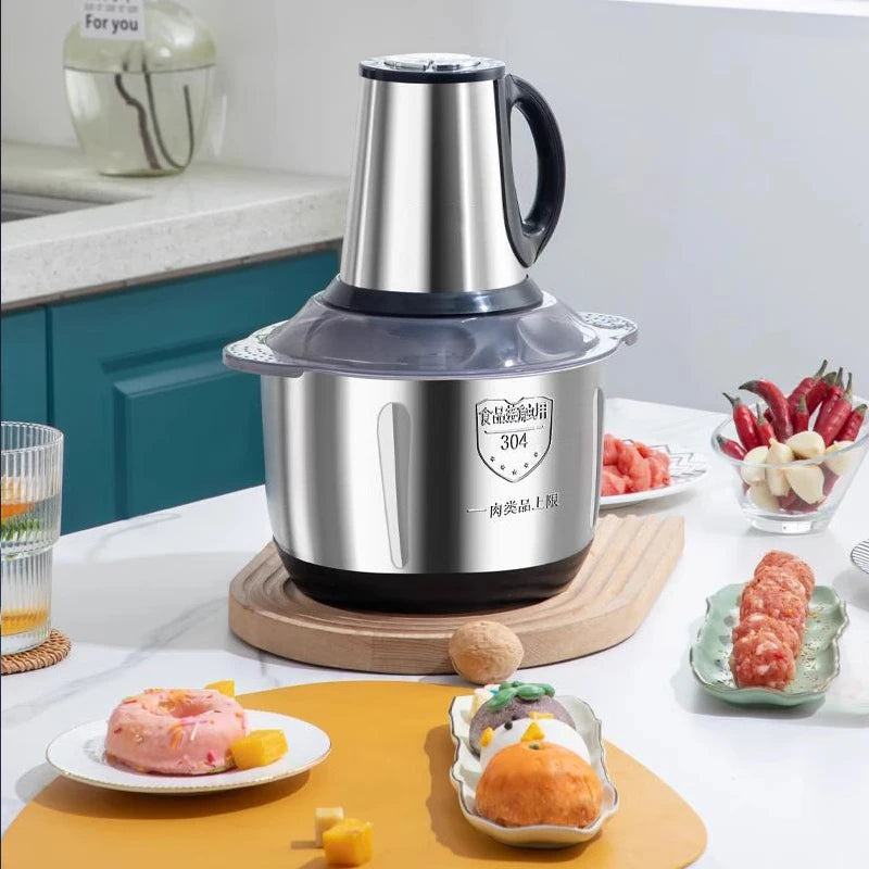 220V EU Meat grinder electric stainless steel automatic Large Capacity high-power cutting household Food Processor Chopper