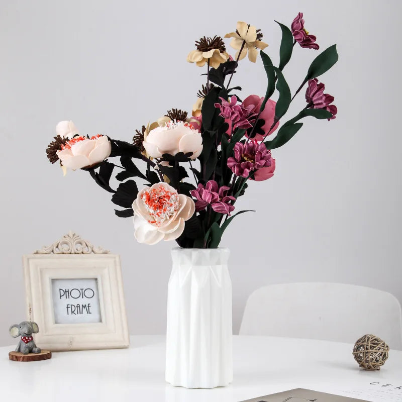 Multi-style Origami Plastic Vase White Imitation Ceramic Flower Pot Flower Basket Flower Vase Decoration Home Nordic Decoration