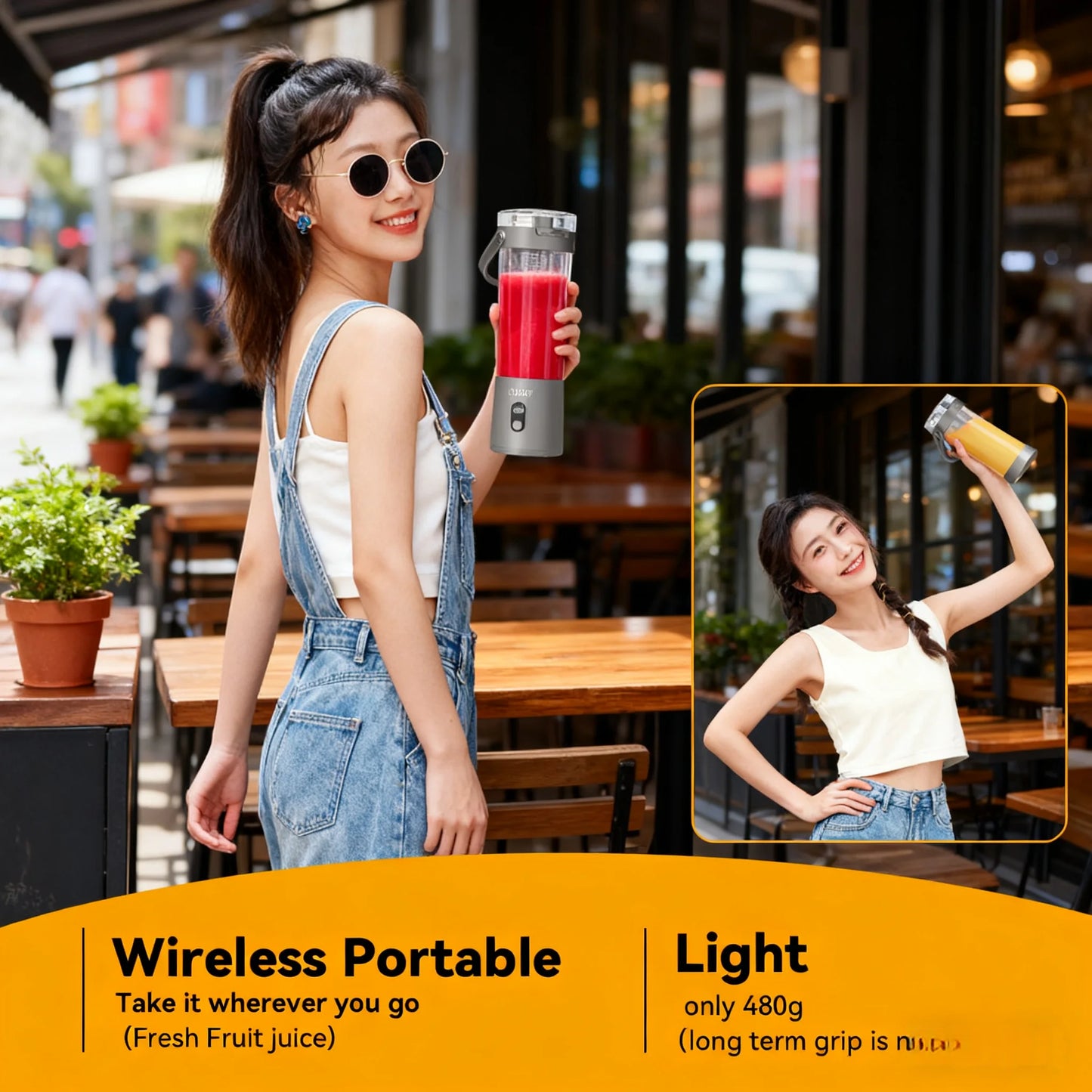 Portable Personal Electric USB Juicer,600ML Mini Blender Portable Blender For Shakes and Smoothies juice